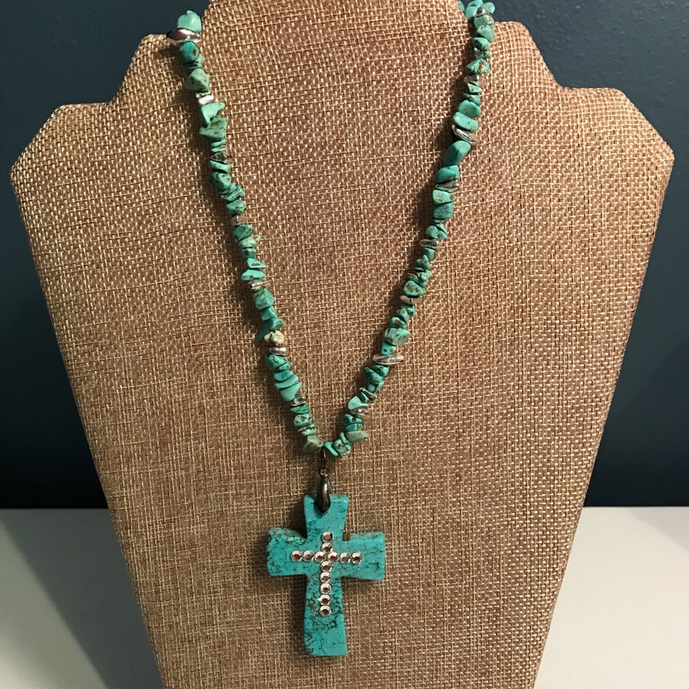 Turquoise cross necklace